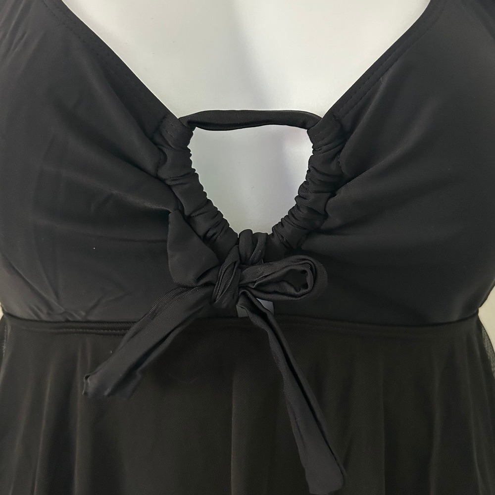 Women's Black Mesh Flowy Padded Adjustable Straps Swimsuit Dress XL NWOT - Picture 3 of 10